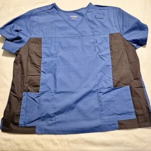 Landau women's or men's size 3XL royal blue with gray accents, scrub top NWOT